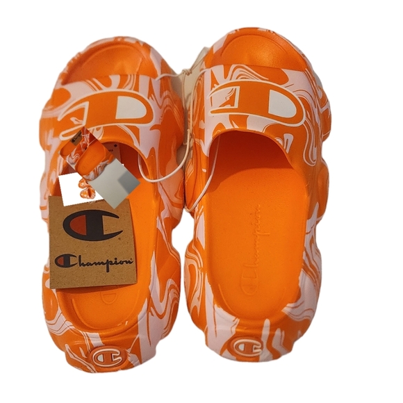 Women's Slides Orange  White Champio Meloso Squish Swirl Size 7.. - Picture 3 of 4